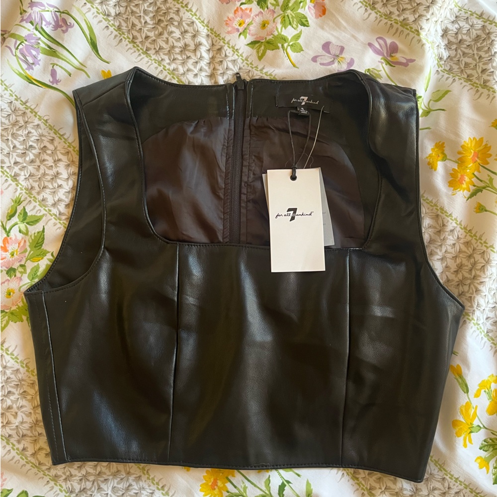 7 for All Mankind Faux Leather Top